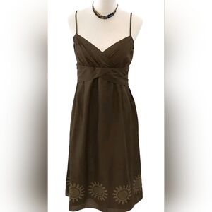 LOFT Brown A-line Sweetheart Midi Dress